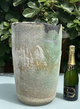 VINTAGE FRENCH CRUCIBLE FOUNDRY SMELTING POT PLANTER URN, LAVA STONE? H44cm 13kg