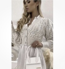 zara ecru cardigan with pearl