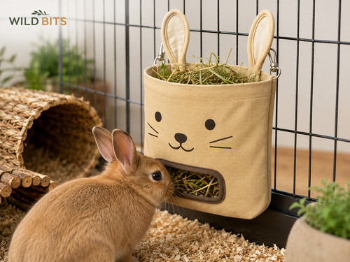 Hanging rabbit hay feeder - hanging,