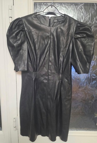 Zara black dress faux - , leather