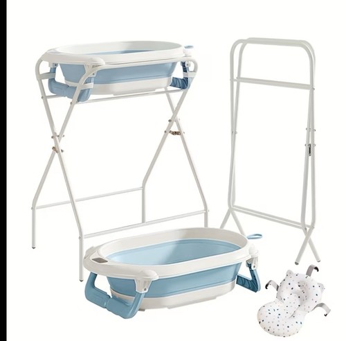 Blue tri fold baby bath - blue, with