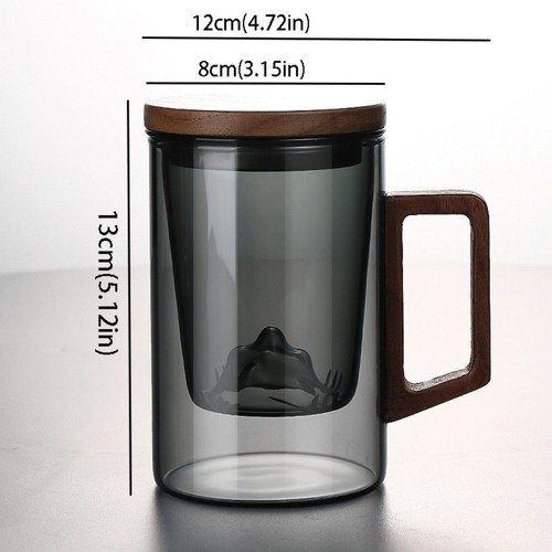 500ml glass cup wooden handle - wooden,