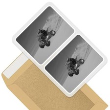 2 x Rectangle Stickers 10cm BW