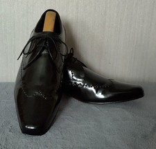 JEFFERY WEST M&S AUTOGRAPH BLACK ALL LEATHER LACE-UP SHOES . SIZE: 8 UK/42 EU.