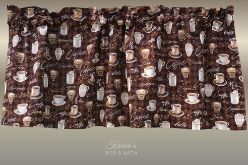 Coffee cup valance rich - coffee,