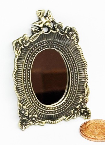 Dolls house brass oval - brass, mirror