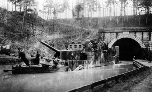 Armed barge passes through - armed,