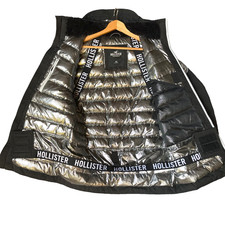 Hollister Foil Lined Ski Jacket Quilted Down Hooded Performance Coat Mens XS S