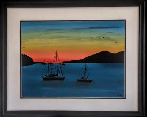 Original painting sunset - original, of