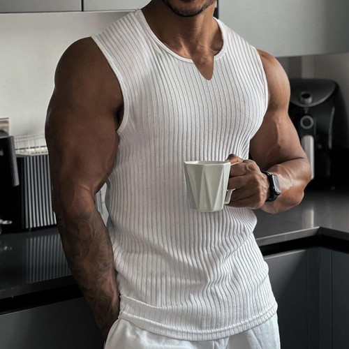 Men sleeveless neck tank - men's, v