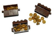? LEGO Treasure Chest x3 with gold coins goblets Brown Container pirate castle