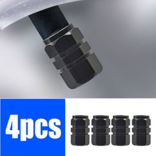 4x Black Auto Wheel Tyre Valve Stems Air Dust Cover Screw Caps Car Accessories