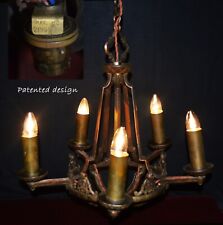 British G.E.C bronze art deco Neoclassical 5 arm heavy bronze chandelier C-1930s