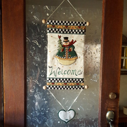 Felted wool welcome - welcome, hanging