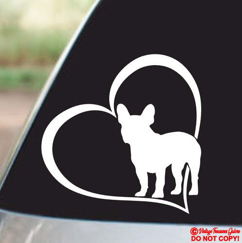 French bulldog heart vinyl - french,