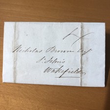 Antique 8/3/1830 Letter Seal , Leeds & Wakefield Stamp  To N Brown Solicitors