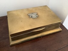 Vintage Antique Brass Wood Lined Cigarette Box Afghanistan Hyderabad Eagle