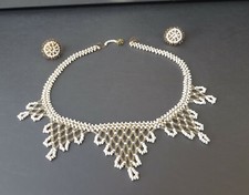 *AS FOUND* BEAD NECKLACE & EARRINGS - NATIVE AMERICAN INDIAN BEADWORK INTEREST? 