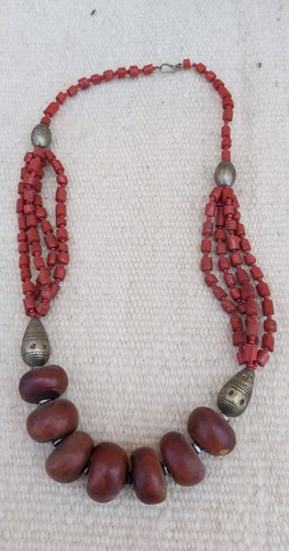 Vintage tribal coral glass - vintage,
