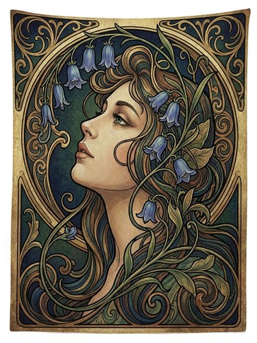 Art nouveau bluebell lady - art,