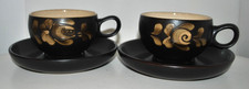 Denby Pottery Cups & Saucers- 'Bakewell' Vintage stoneware- Brown- Decorative GC
