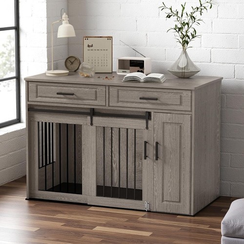 Dog crate furniture wooden - dog,