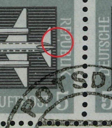 Gdr variety 609 f25 airmail - variety,