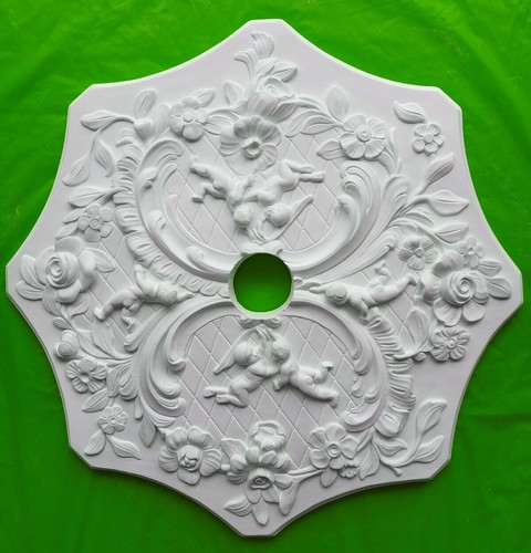 Plaster ceiling rose cherub - rose,