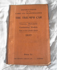 1937,TRIUMPH DOLOMITE,VITESSE (4/6-CYL),GLORIA 1.5,OWNERS INSTRUCTION MANUAL,VGC