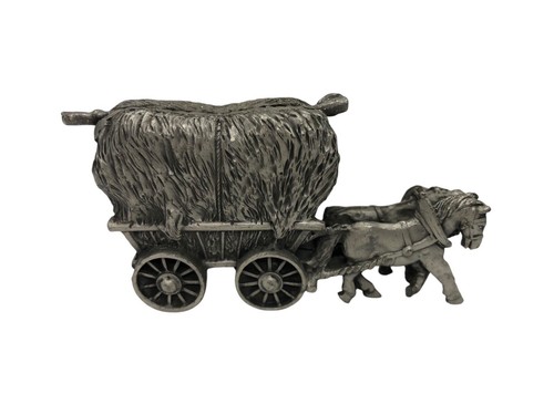 Miniature pewter horse - pewter, hay