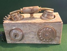 Vintage circa 60's rare rotary telephone+clock in onyx case ideal for film props