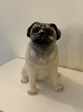 Winstanley Pottery Fawn Pug Dog Figurine Ornament Glass Eyes