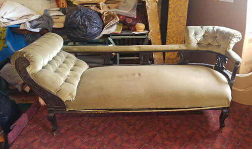 Green velvet chaise lounge - chaise,