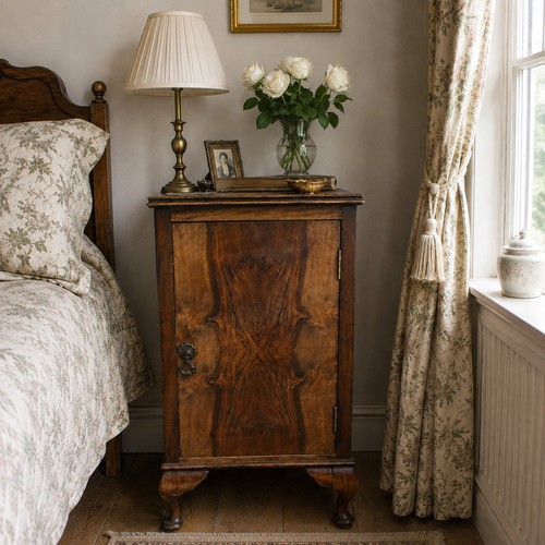 Antique walnut bedside pot - bedside,