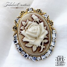 Golden Rose Flower Cameo