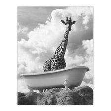 Giraffe in Bathtub on a Hill