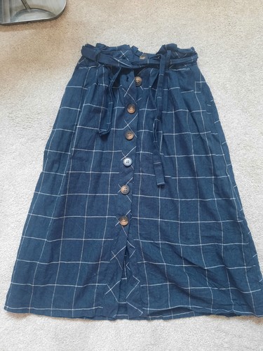 Blue checked midi - blue,