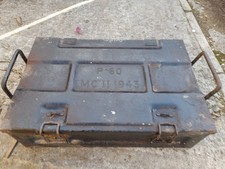 WW2 metal ammo box with carry handles dated 1943.