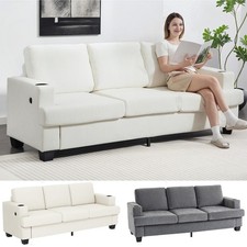3 Seater Sofa with USB Ports & Cup Holders for Living Room