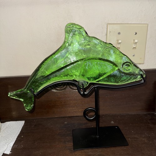 Vintage green dolphin - dolphin, art