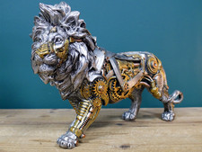 Steampunk Lion Ornament Figure Goth Fantasy Decor Mechanics 32cm Resin Gift