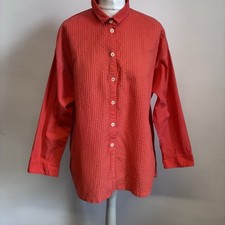 Yacco Maricard Pin Tuck Shirt Size 2 Ch 48" Orange Arty 100% Cotton Japan