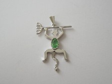 Pendant 925 Silver Rhodium Plated Gemstone Green Devil 2.6 g/3.4 x 2.2 cm