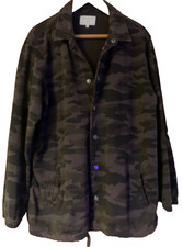 Primark men's khaki green camouflage long fleece jacket UK L