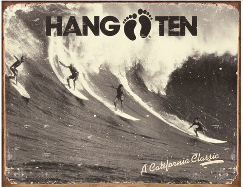 Hang ten surfing wall sign - wall,