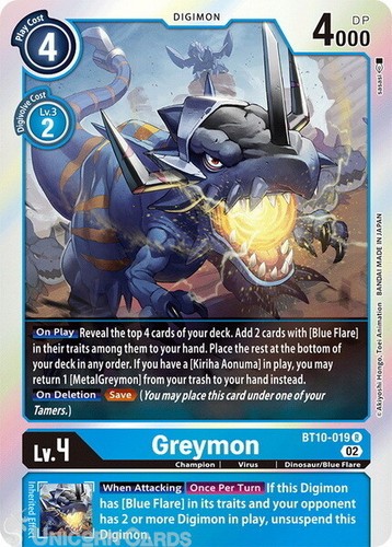 Bt10 019 greymon rare - greymon, mint