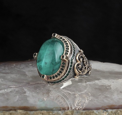 Paraiba men silver ring - men,