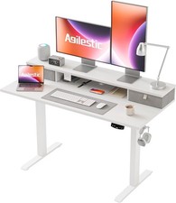 Agilestic Adjustable Height Desk with 2 Drawers 120x60cm White Boxed