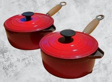 Vintage Cousances by Le Creuset Cast Iron~Enamel Saucepans + Lids - 16cm & 18cm