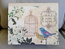 CARDBOARD BOOK-SHAPED STORAGE BOX WITH FLOWERS & BIRDS - SOME LIGHT DAMAGE